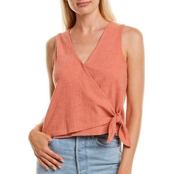 Madewell Tops - Texture & Thread Madewell Sleeveless Front Tie Cotton Blend Blouse — XL